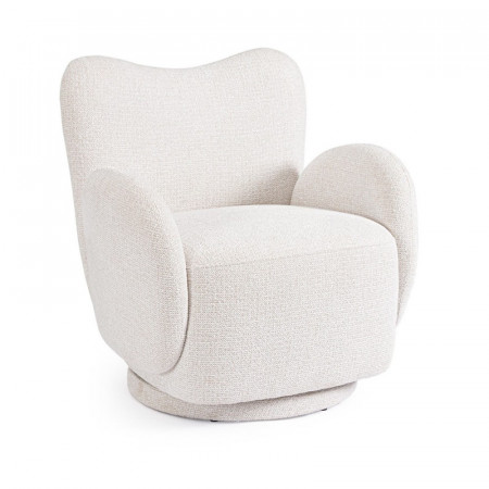 Fauteuil pivotant 360° en tissu blanc - Harlin 