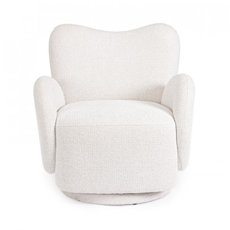 Fauteuil pivotant 360° en tissu blanc - Harlin 