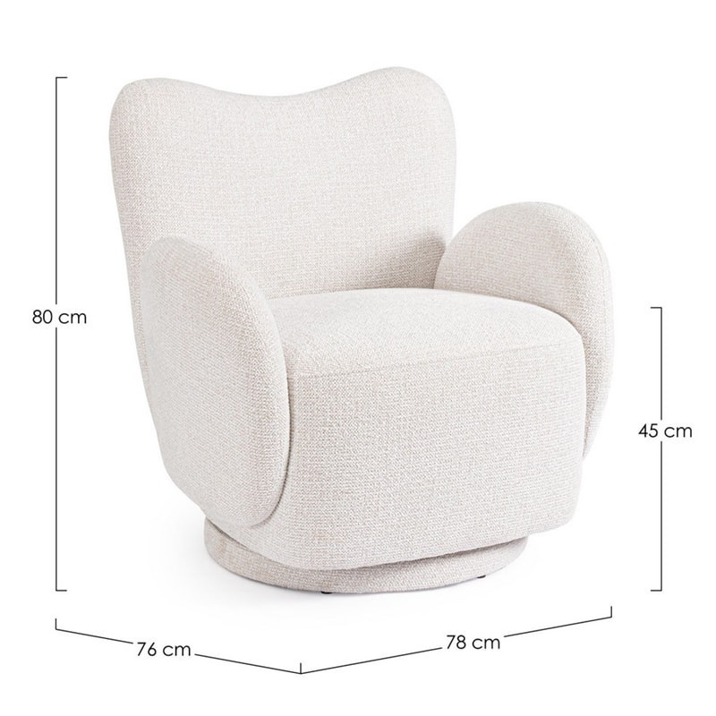 Fauteuil pivotant 360° en tissu blanc - Harlin 