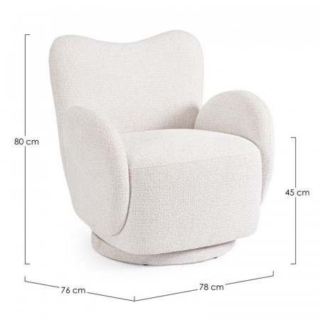Fauteuil pivotant 360° en tissu blanc - Harlin 