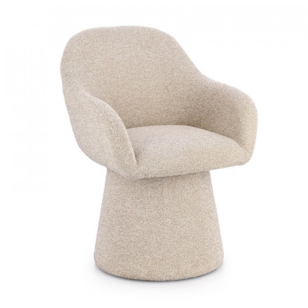 Fauteuil pivotant entièrement en tissu effet bouclette beige - Amara 