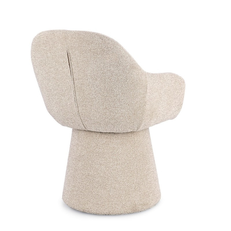 Fauteuil pivotant entièrement en tissu effet bouclette beige - Amara 