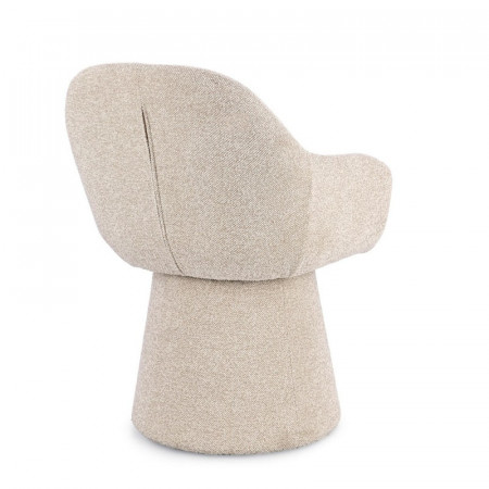 Fauteuil pivotant entièrement en tissu effet bouclette beige - Amara 