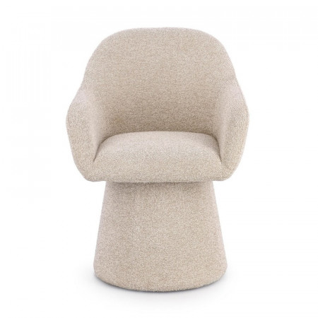 Fauteuil pivotant entièrement en tissu effet bouclette beige - Amara 