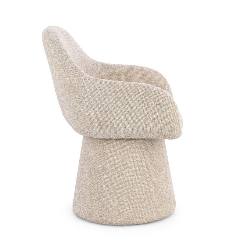 Fauteuil pivotant entièrement en tissu effet bouclette beige - Amara 