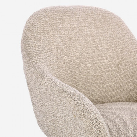 Fauteuil pivotant entièrement en tissu effet bouclette beige - Amara 