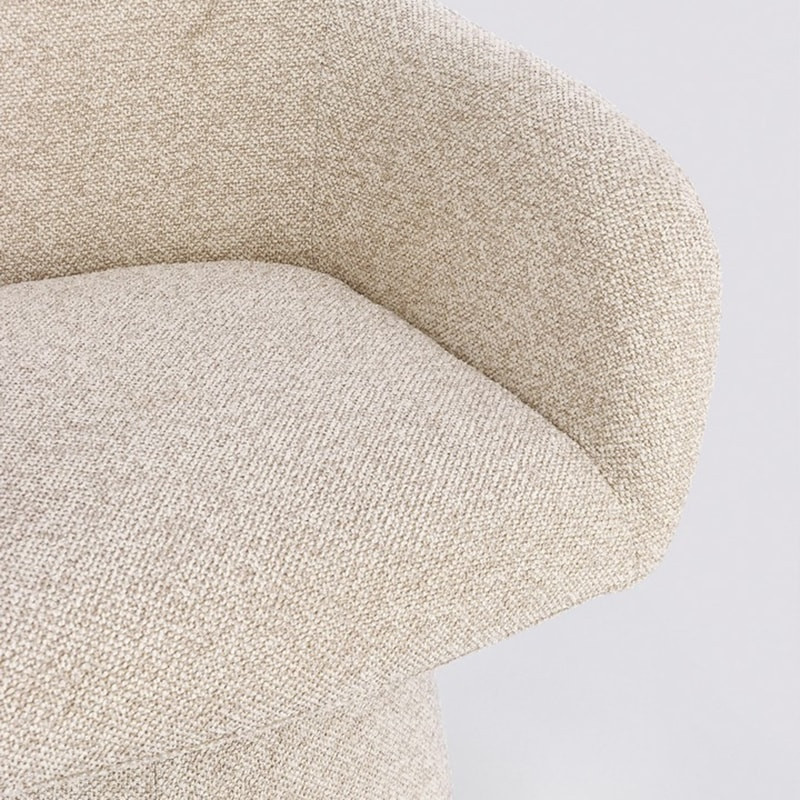 Fauteuil pivotant entièrement en tissu effet bouclette beige - Amara 