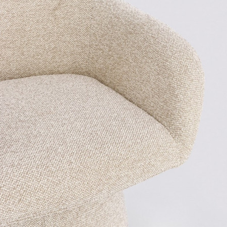 Fauteuil pivotant entièrement en tissu effet bouclette beige - Amara 