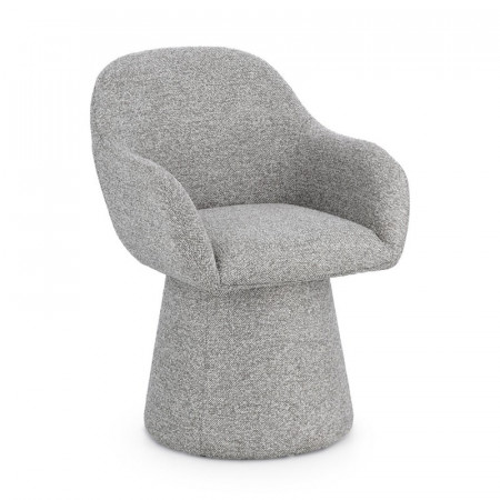 Fauteuil pivotant entièrement en tissu effet bouclette gris - Amara 
