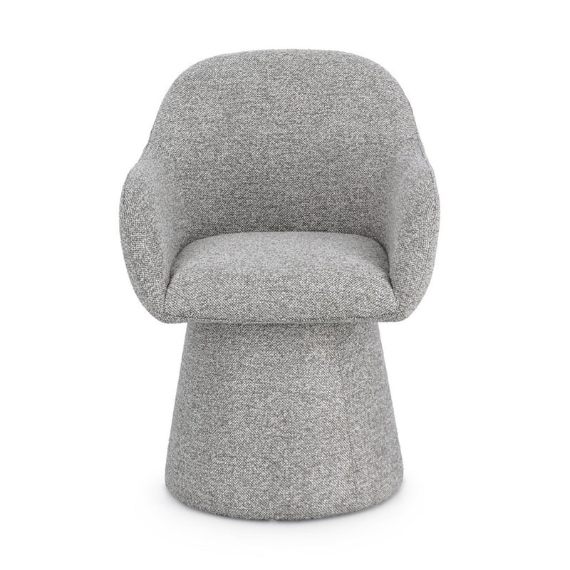 Fauteuil pivotant entièrement en tissu effet bouclette gris - Amara 