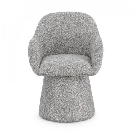 Fauteuil pivotant entièrement en tissu effet bouclette gris - Amara 