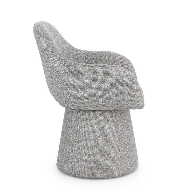 Fauteuil pivotant entièrement en tissu effet bouclette gris - Amara 