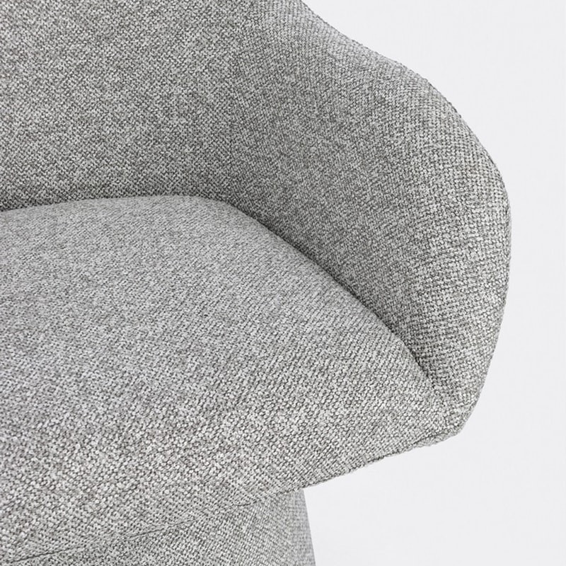 Fauteuil pivotant entièrement en tissu effet bouclette gris - Amara 