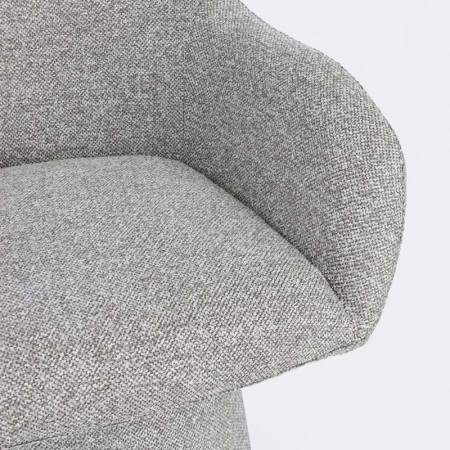 Fauteuil pivotant entièrement en tissu effet bouclette gris - Amara 