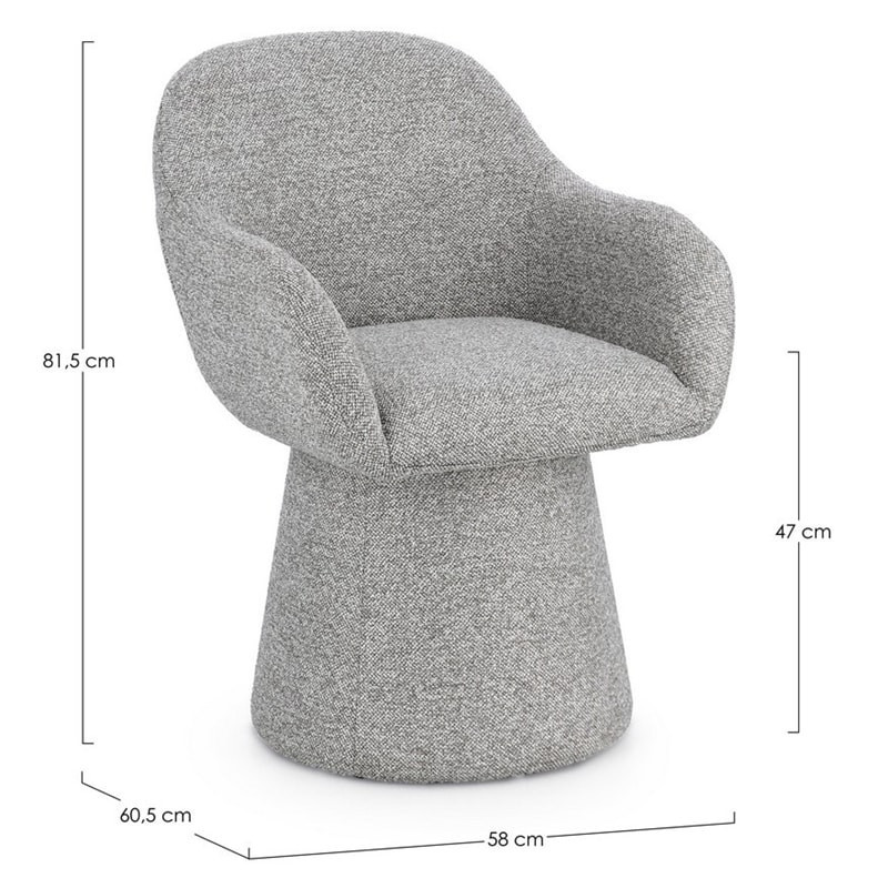 Fauteuil pivotant entièrement en tissu effet bouclette gris - Amara 