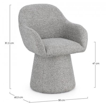 Fauteuil pivotant entièrement en tissu effet bouclette gris - Amara 