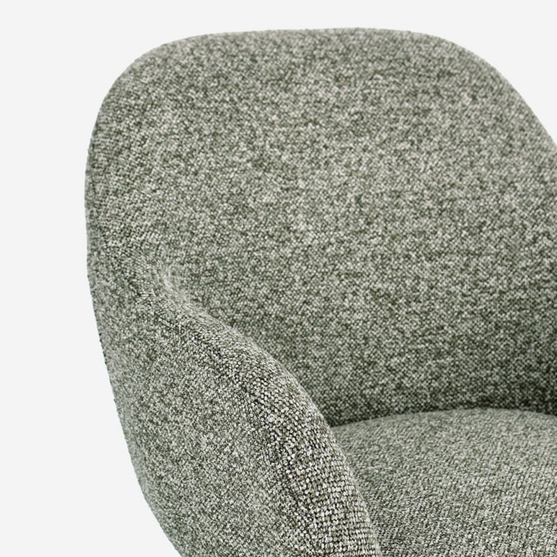 Fauteuil pivotant entièrement en tissu effet bouclette vert - Amara 