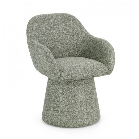 Fauteuil pivotant entièrement en tissu effet bouclette vert - Amara 