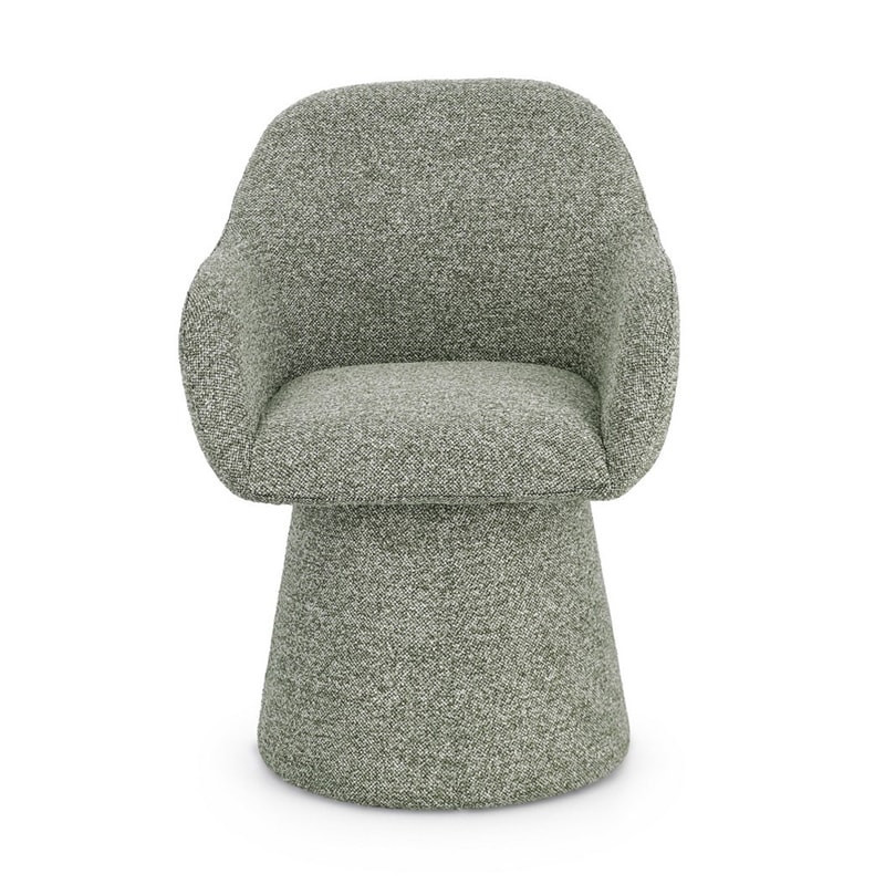 Fauteuil pivotant entièrement en tissu effet bouclette vert - Amara 
