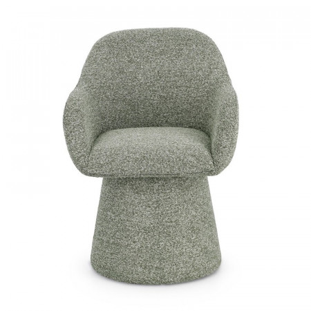 Fauteuil pivotant entièrement en tissu effet bouclette vert - Amara 