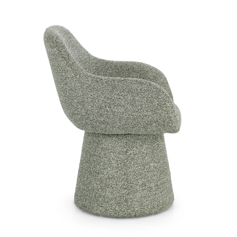 Fauteuil pivotant entièrement en tissu effet bouclette vert - Amara 