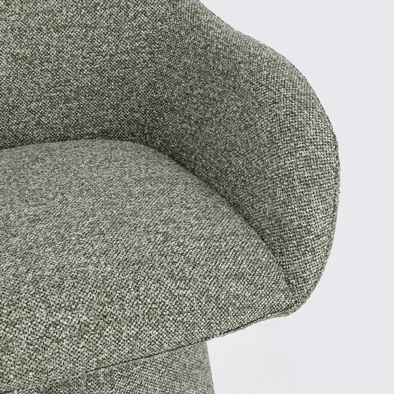 Fauteuil pivotant entièrement en tissu effet bouclette vert - Amara 