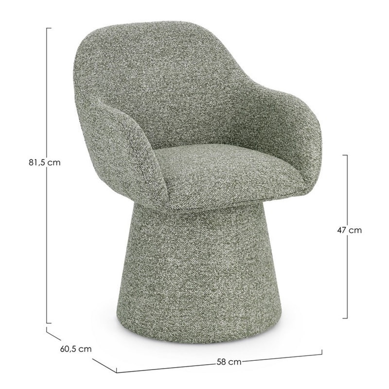 Fauteuil pivotant entièrement en tissu effet bouclette vert - Amara 