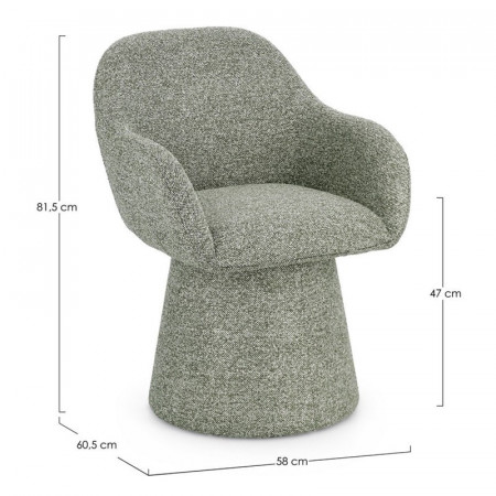 Fauteuil pivotant entièrement en tissu effet bouclette vert - Amara 