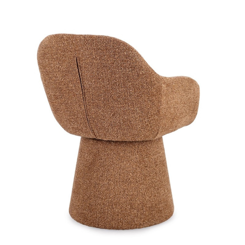 Fauteuil pivotant entièrement en tissu effet bouclette terre cuite - Amara 