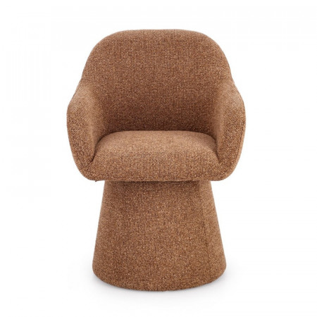 Fauteuil pivotant entièrement en tissu effet bouclette terre cuite - Amara 