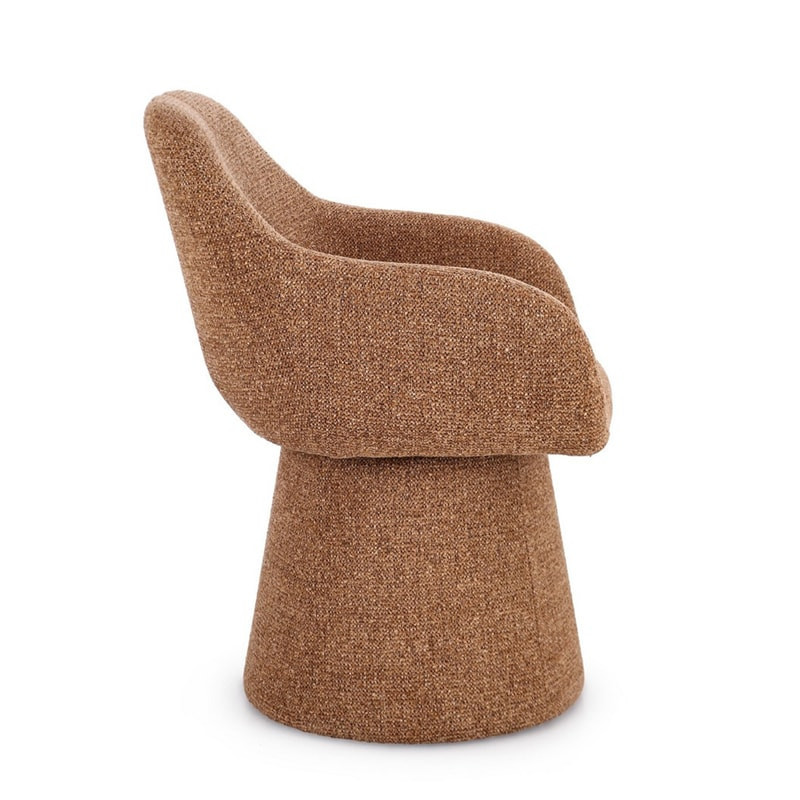 Fauteuil pivotant entièrement en tissu effet bouclette terre cuite - Amara 