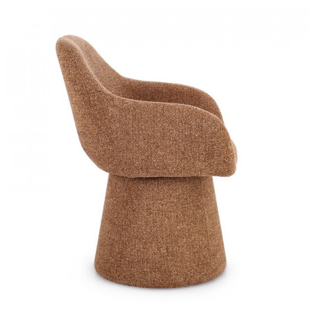 Fauteuil pivotant entièrement en tissu effet bouclette terre cuite - Amara 
