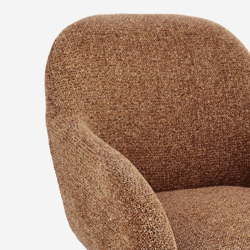 Fauteuil pivotant entièrement en tissu effet bouclette terre cuite - Amara 