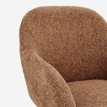 Fauteuil pivotant entièrement en tissu effet bouclette terre cuite - Amara 