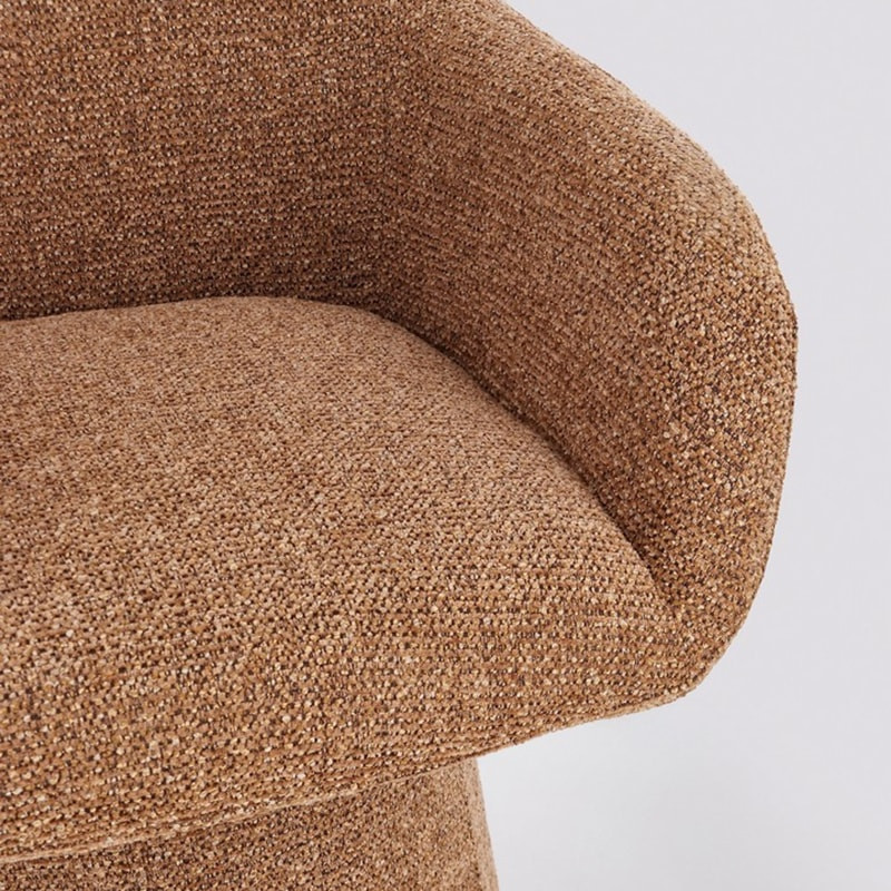 Fauteuil pivotant entièrement en tissu effet bouclette terre cuite - Amara 