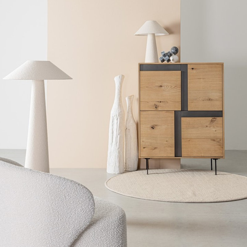 Lampadaire blanc tissu bouclette - Alaska 