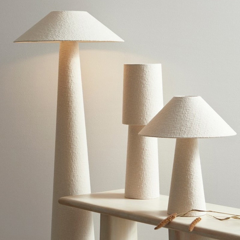 Lampadaire blanc tissu bouclette - Alaska