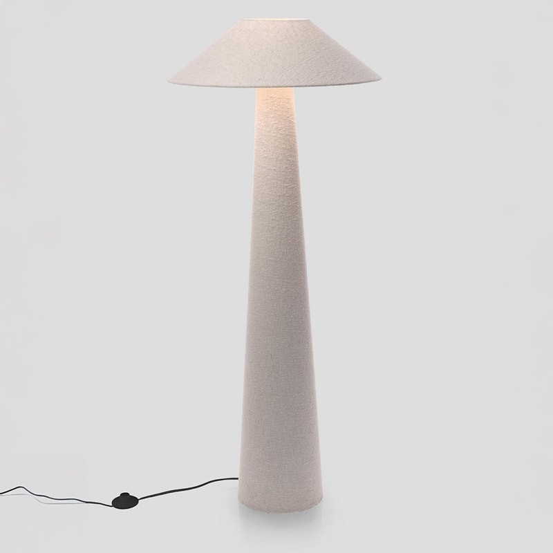 Lampadaire blanc tissu bouclette - Alaska 