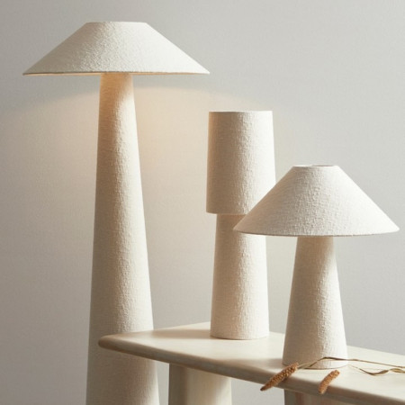 Lampe blanche tissu bouclette - Alaska 