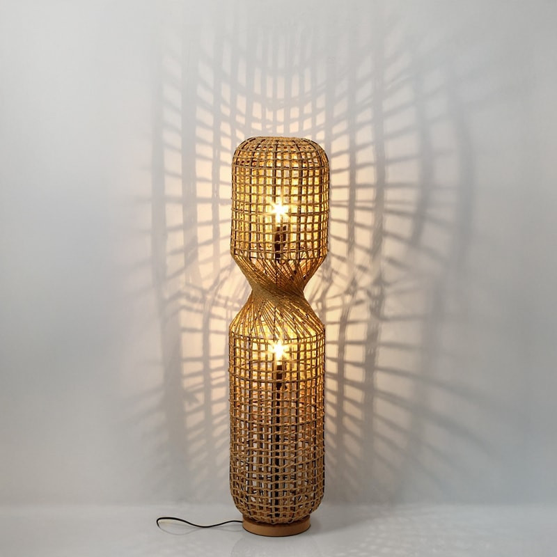 Lampadaire ajouré en cordage de papier naturel H 104 cm - Malira 