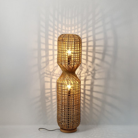 Lampadaire ajouré en cordage de papier naturel H 104 cm - Malira 