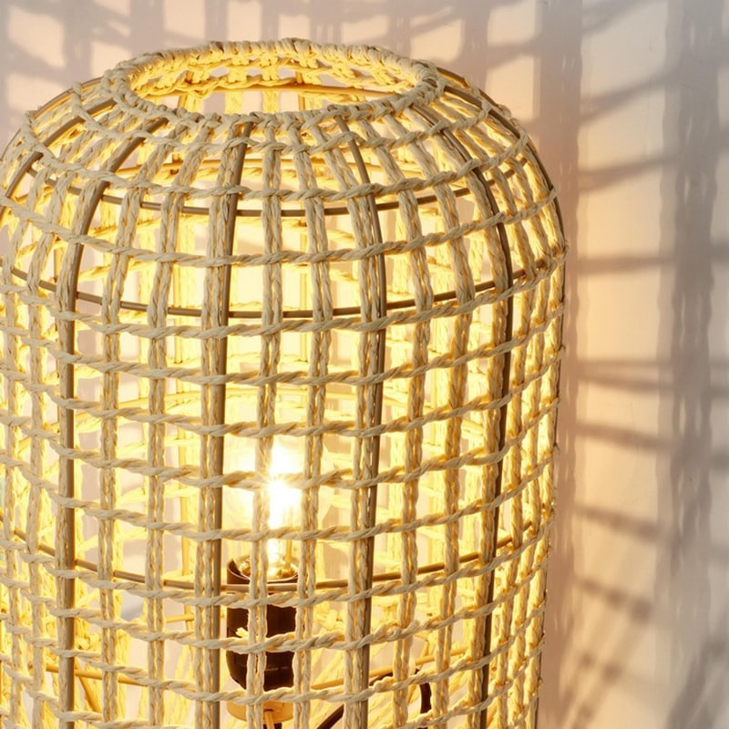 Lampadaire ajouré en cordage de papier beige H 104 cm - Malira 