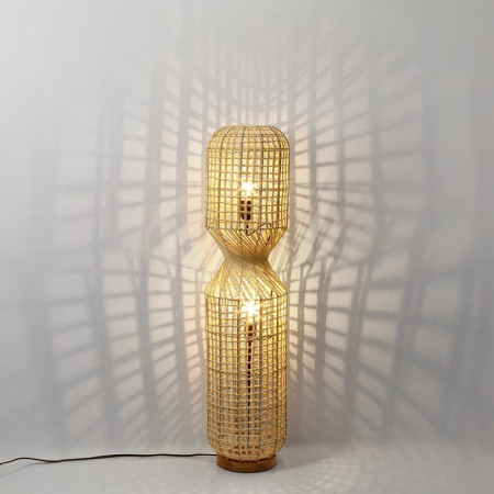 Lampadaire ajouré en cordage de papier beige H 104 cm - Malira 