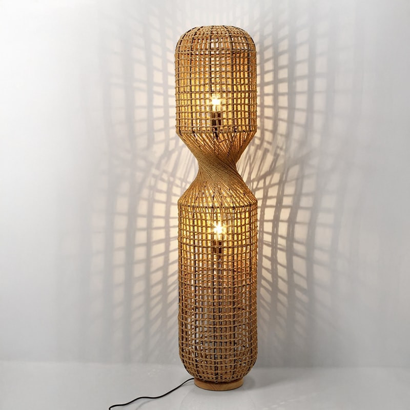 Lampadaire ajouré en cordage de papier naturel H 135 cm - Malira 