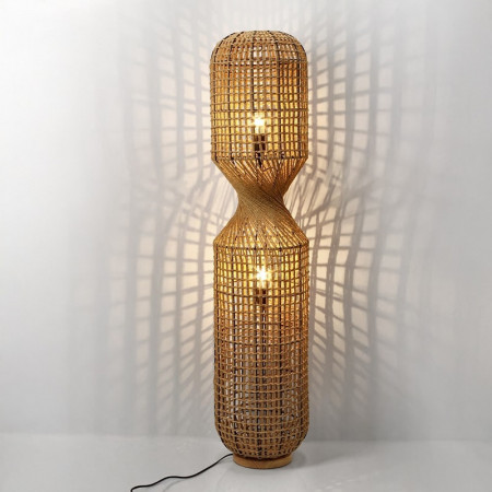 Lampadaire ajouré en cordage de papier naturel H 135 cm - Malira 