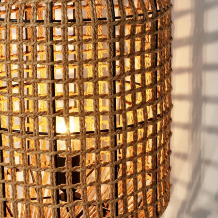 Lampadaire ajouré en cordage de papier naturel H 135 cm - Malira 