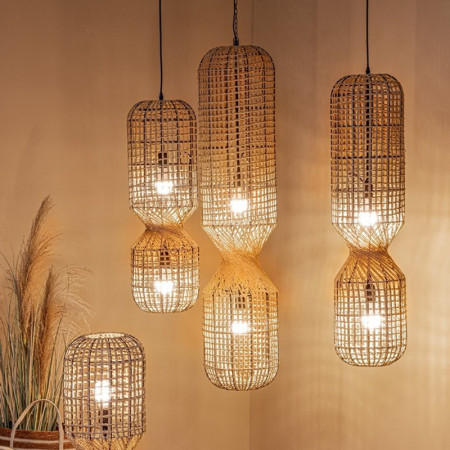 Lampadaire ajouré en cordage de papier beige H 135 cm - Malira 