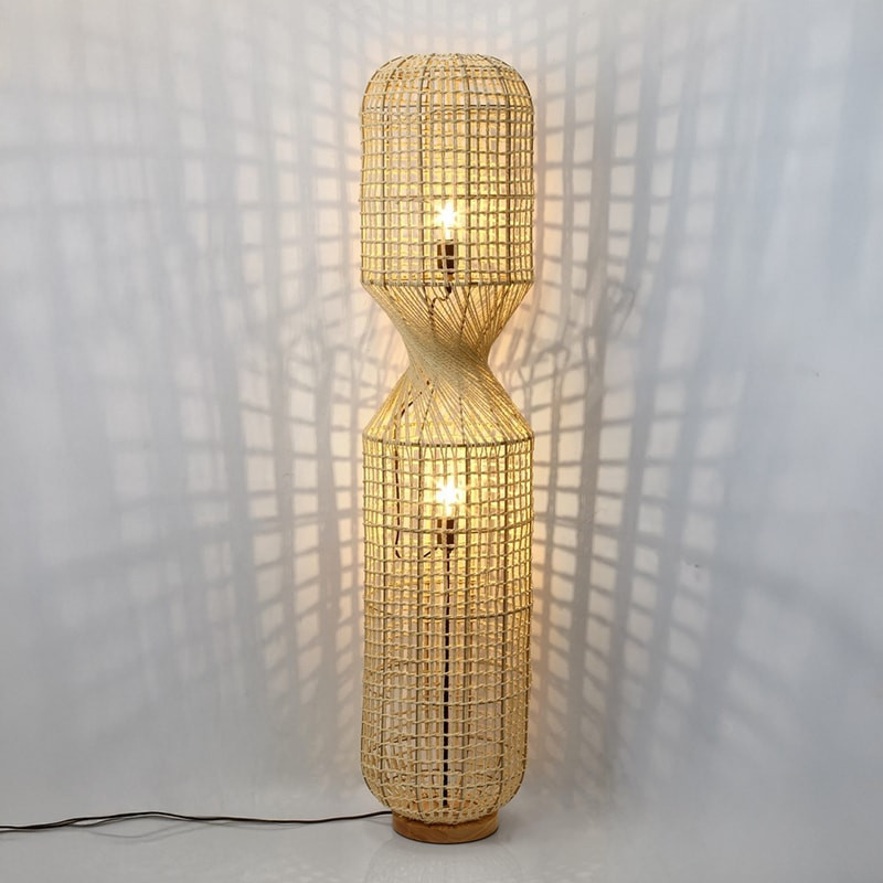 Lampadaire ajouré en cordage de papier beige H 135 cm - Malira 