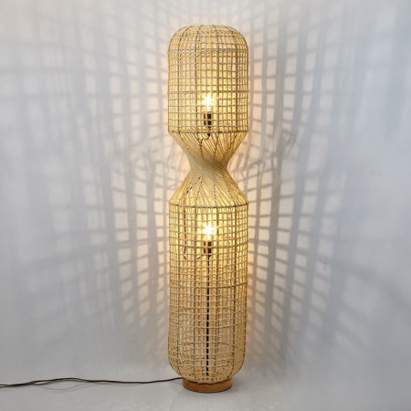 Lampadaire ajouré en cordage de papier beige H 135 cm - Malira 