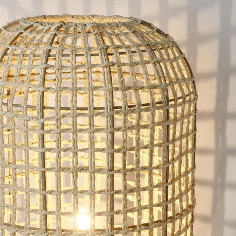 Lampadaire ajouré en cordage de papier beige H 135 cm - Malira 